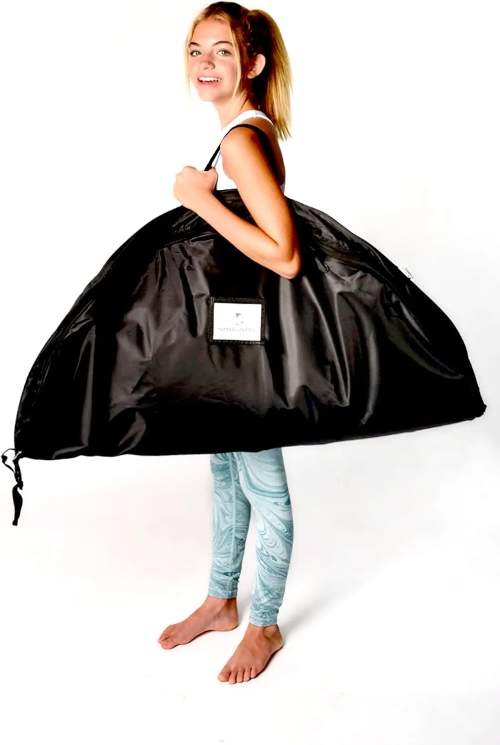 Teen Girl & Adult Tutu Garment Bag - 40 inch Pancake Tutu Bag, Dance Bag, Inner Straps, 3 in Gusset, Pockets, for Costume Skirt Travel, Storage, Ballerinas, Competitive Dancers, Raven Black