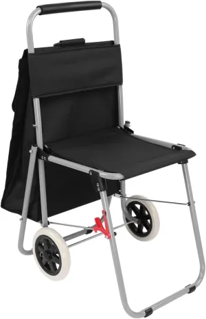 The ArtComber Folding Big Wheeled Portable Rolling Chair/Art Cart with Storage - Black