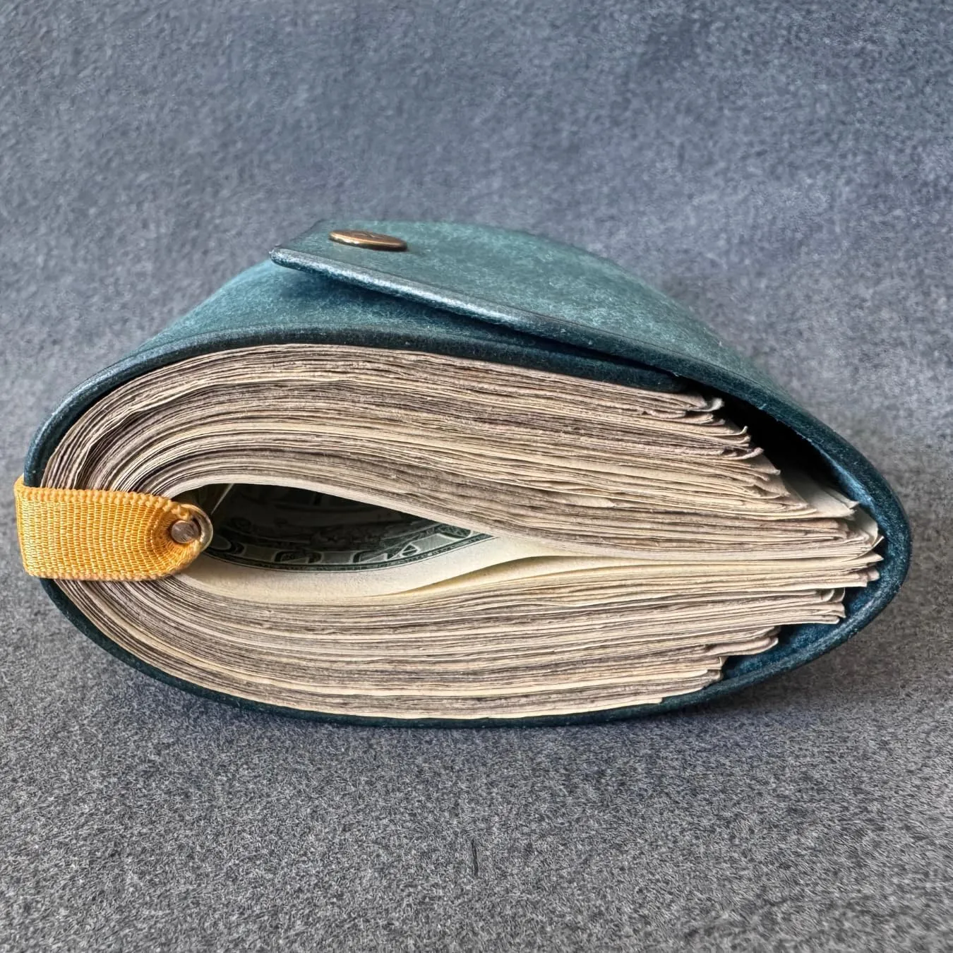 The Cash Wrap Wallet, Fast Cash Access Money Holder for Cash, Leather Money Wallet Organizer, Handy Purse Bands with Magnetic Clasp for Men (Blue)