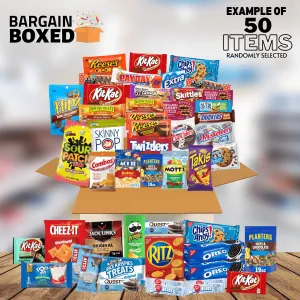 The Food Mystery Box - 50 Items | Random Snack & Candy Items | Discounted Grocery Outlet & Closeout Snacks