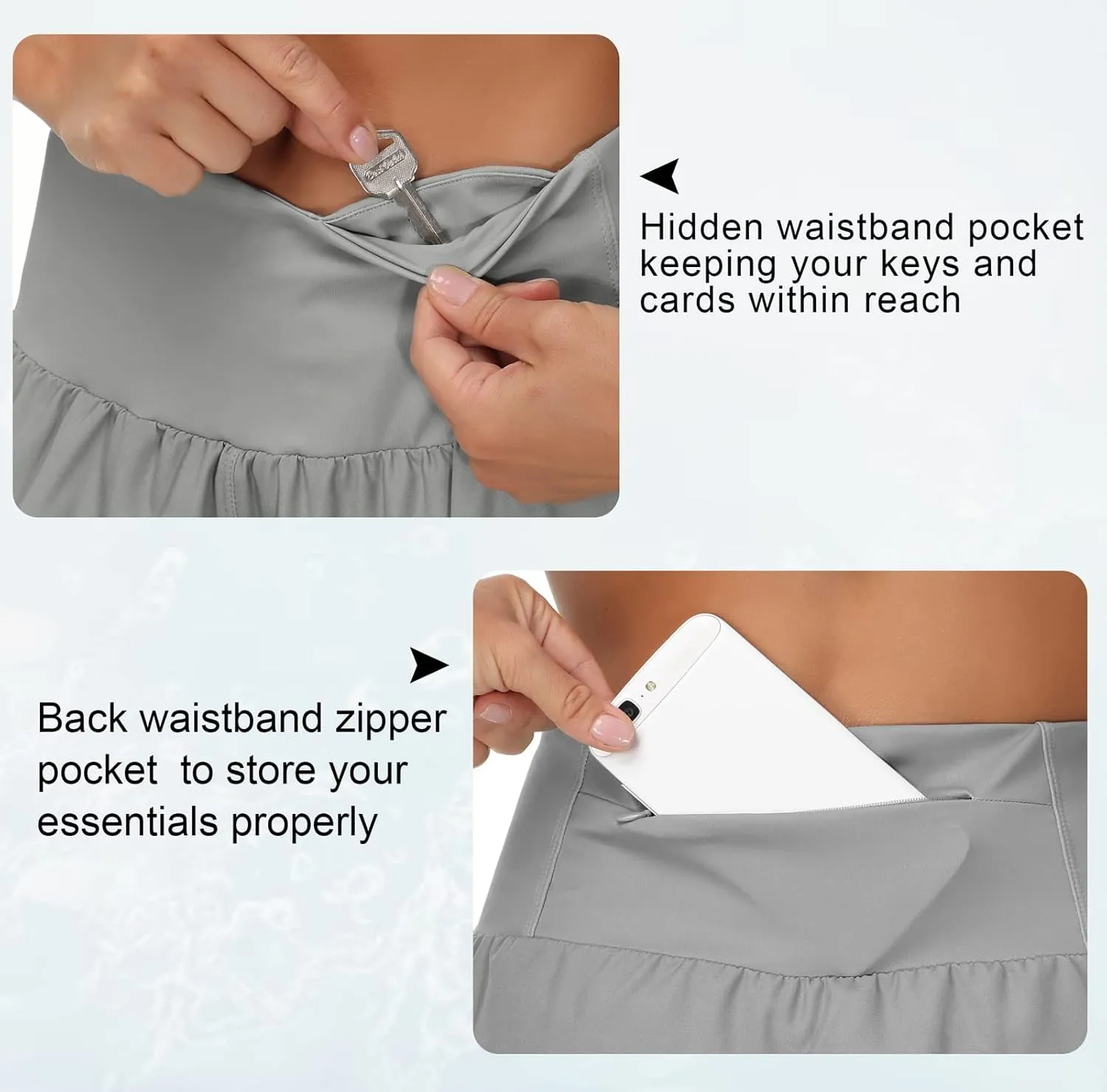 THE GYM PEOPLE Womens High Waisted Running Shorts Quick Dry Athletic Workout Shorts with Mesh Liner Zipper Pockets