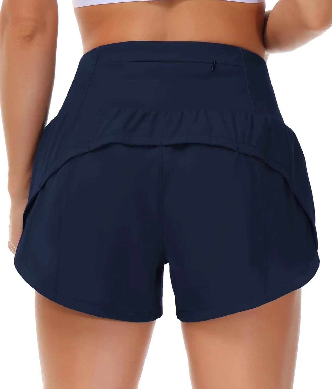 THE GYM PEOPLE Womens High Waisted Running Shorts Quick Dry Athletic Workout Shorts with Mesh Liner Zipper Pockets