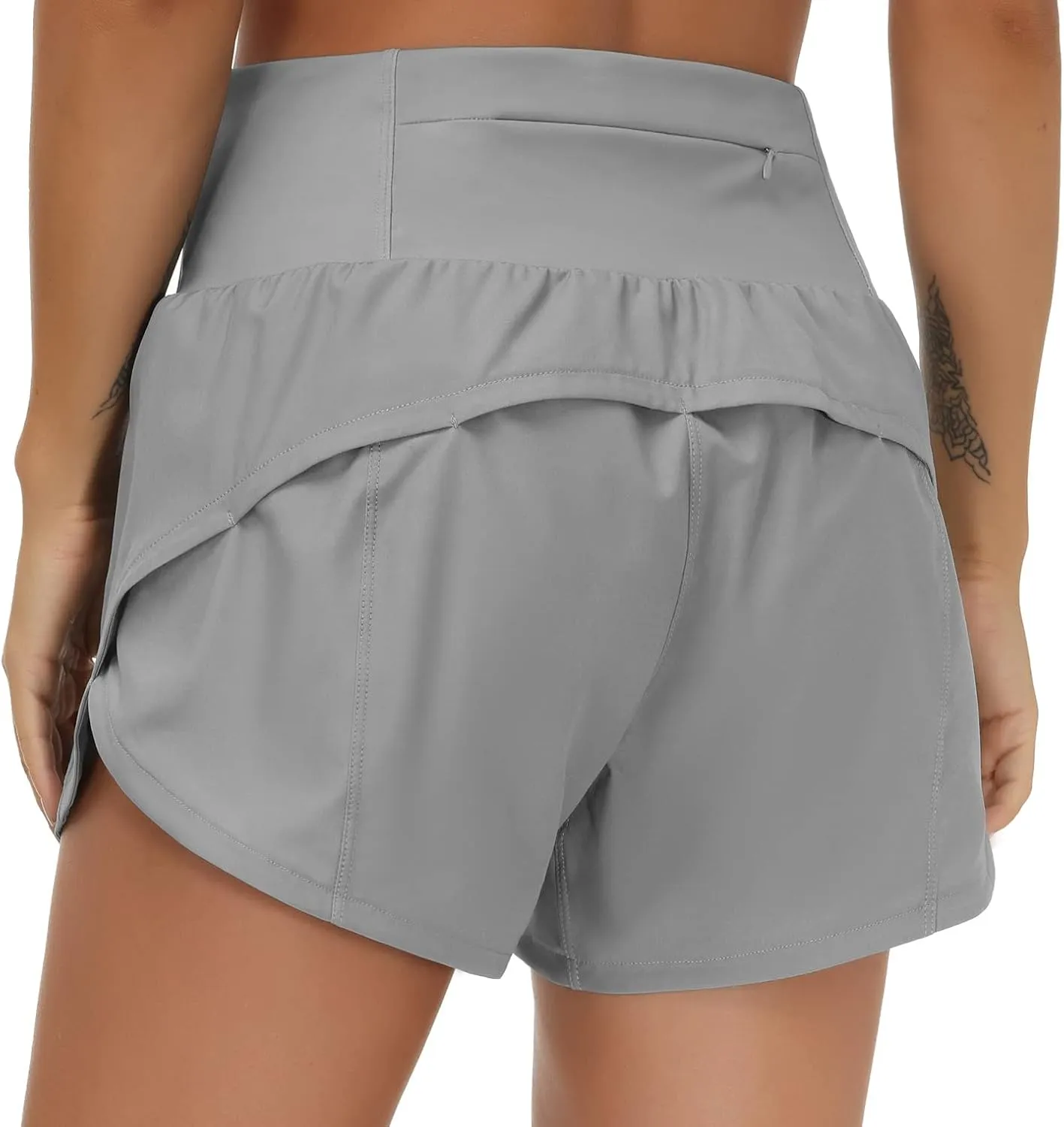 THE GYM PEOPLE Womens High Waisted Running Shorts Quick Dry Athletic Workout Shorts with Mesh Liner Zipper Pockets