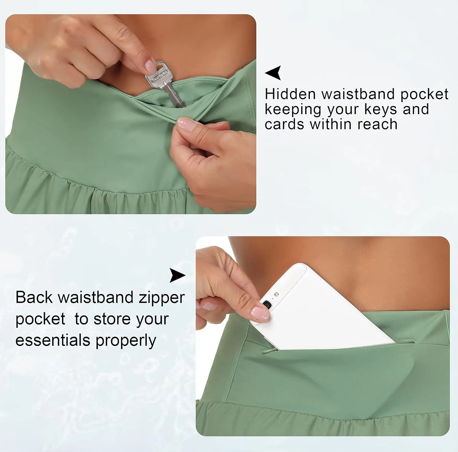 THE GYM PEOPLE Womens High Waisted Running Shorts Quick Dry Athletic Workout Shorts with Mesh Liner Zipper Pockets