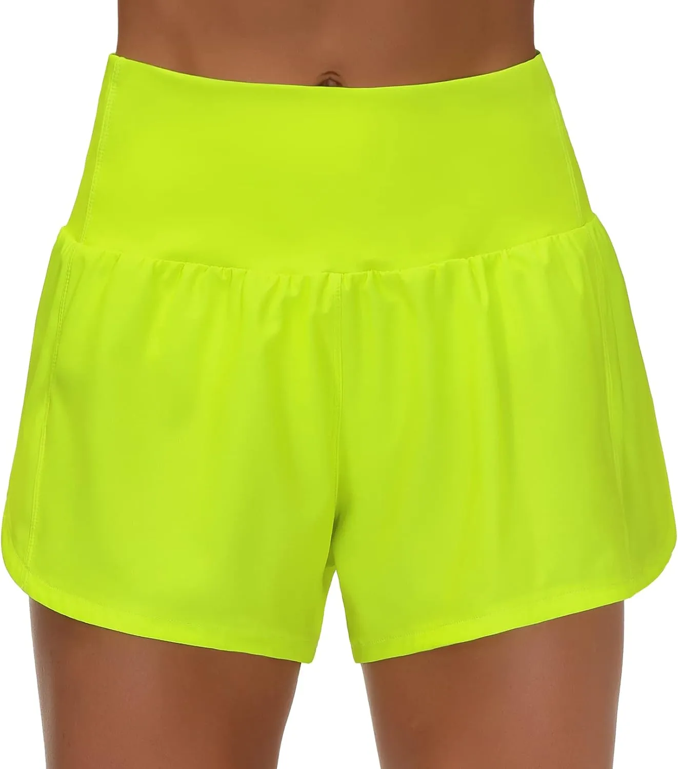 THE GYM PEOPLE Womens High Waisted Running Shorts Quick Dry Athletic Workout Shorts with Mesh Liner Zipper Pockets