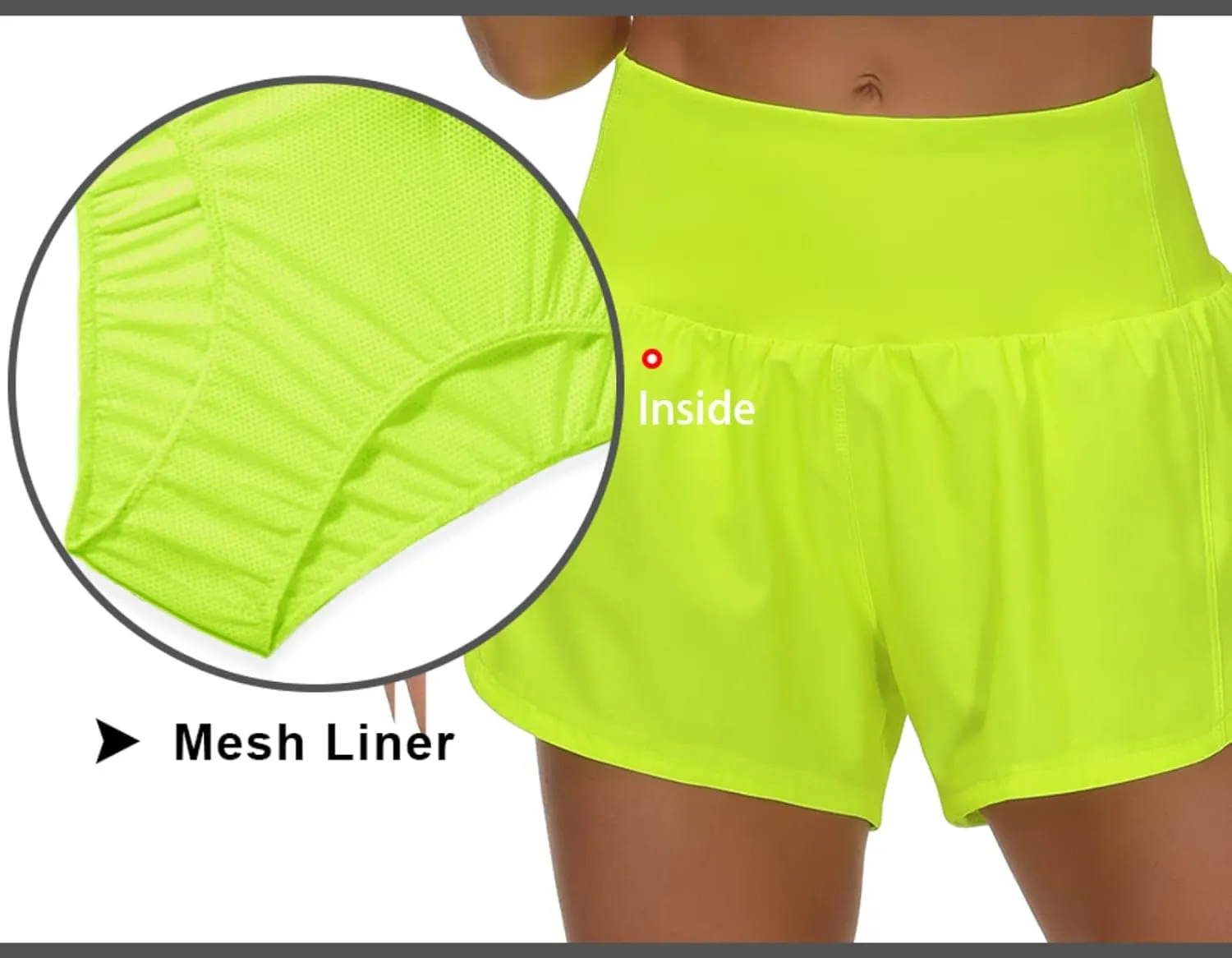 THE GYM PEOPLE Womens High Waisted Running Shorts Quick Dry Athletic Workout Shorts with Mesh Liner Zipper Pockets