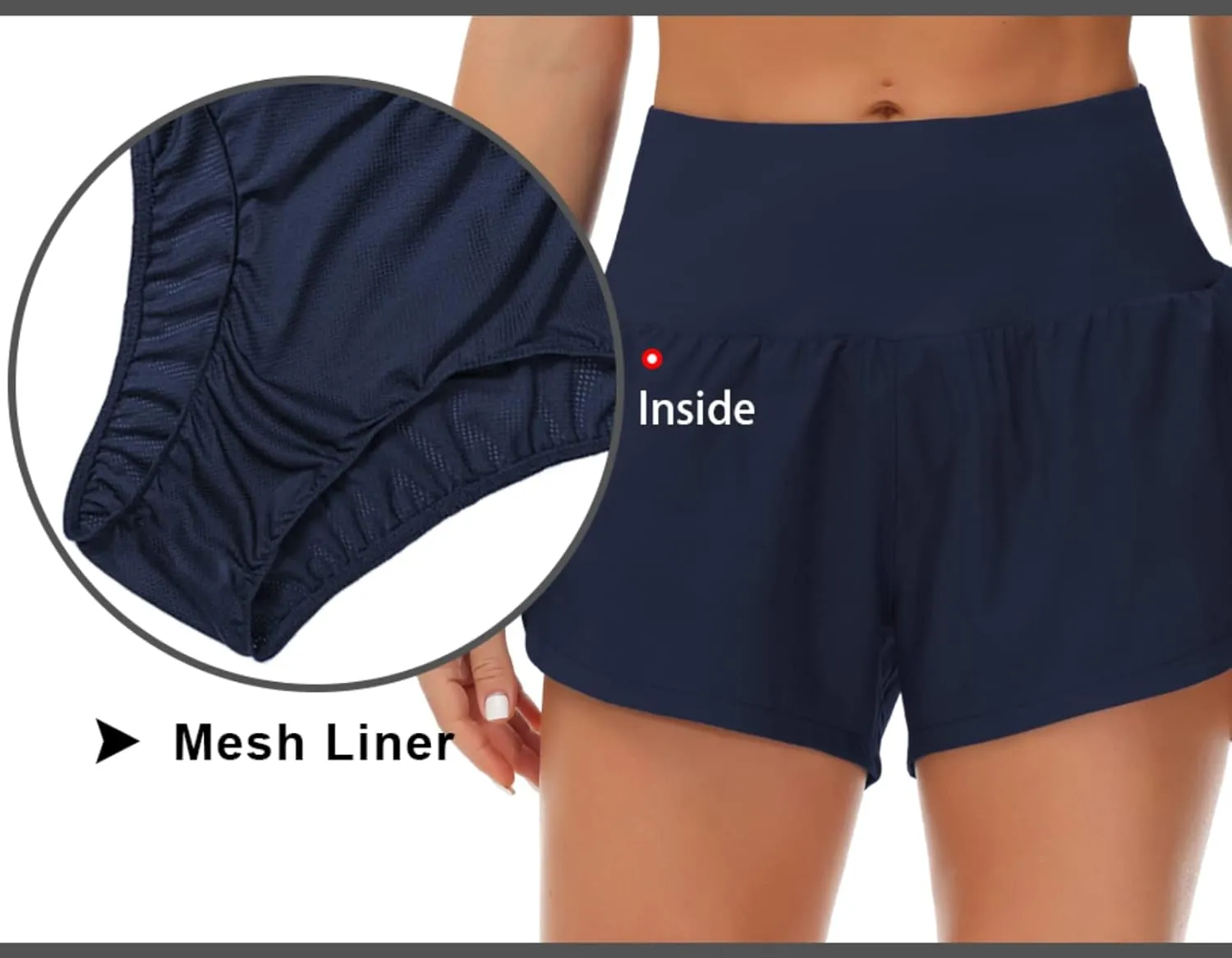 THE GYM PEOPLE Womens High Waisted Running Shorts Quick Dry Athletic Workout Shorts with Mesh Liner Zipper Pockets