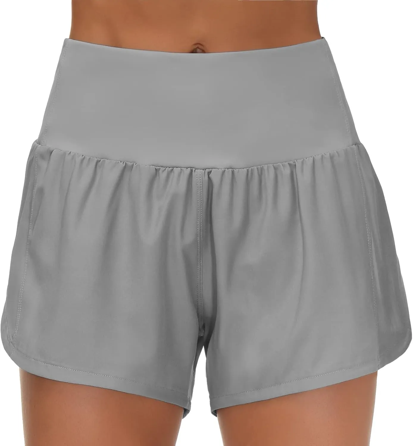 THE GYM PEOPLE Womens High Waisted Running Shorts Quick Dry Athletic Workout Shorts with Mesh Liner Zipper Pockets
