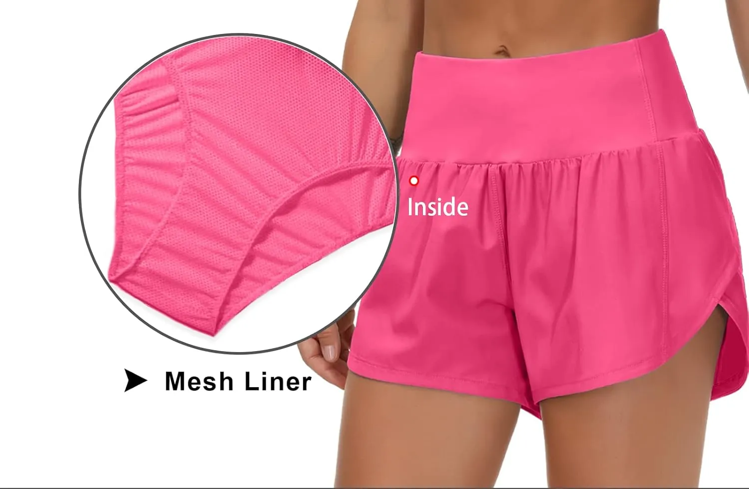 THE GYM PEOPLE Womens High Waisted Running Shorts Quick Dry Athletic Workout Shorts with Mesh Liner Zipper Pockets