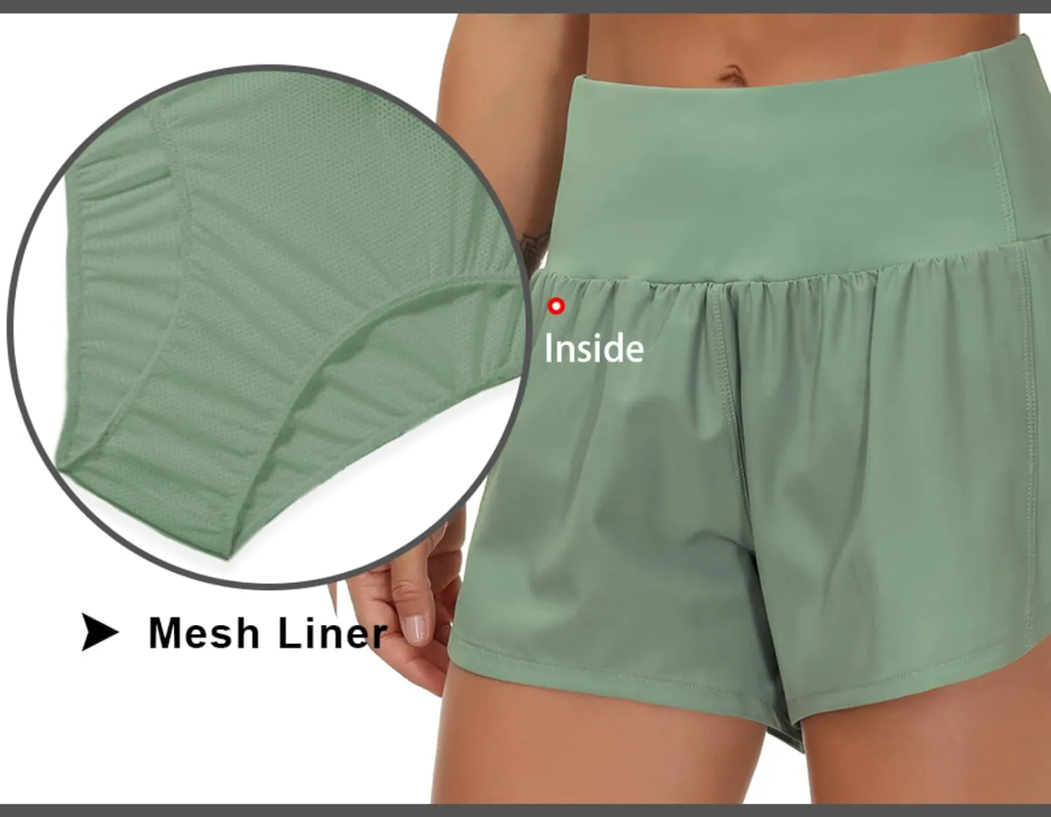 THE GYM PEOPLE Womens High Waisted Running Shorts Quick Dry Athletic Workout Shorts with Mesh Liner Zipper Pockets