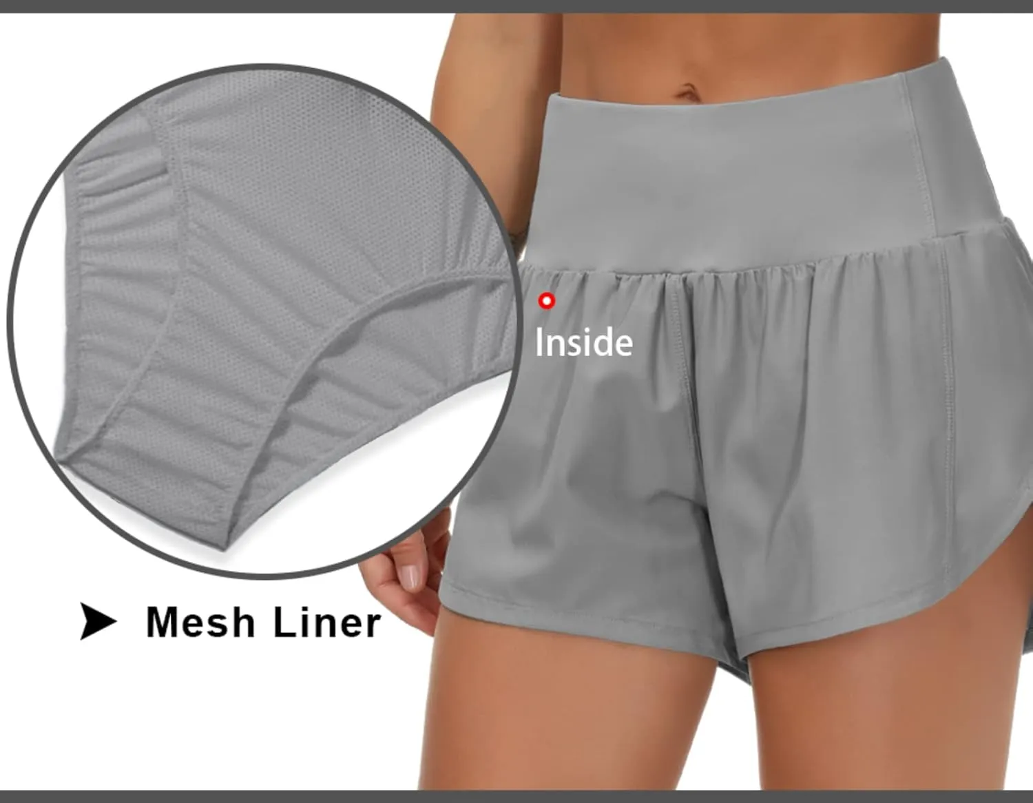 THE GYM PEOPLE Womens High Waisted Running Shorts Quick Dry Athletic Workout Shorts with Mesh Liner Zipper Pockets