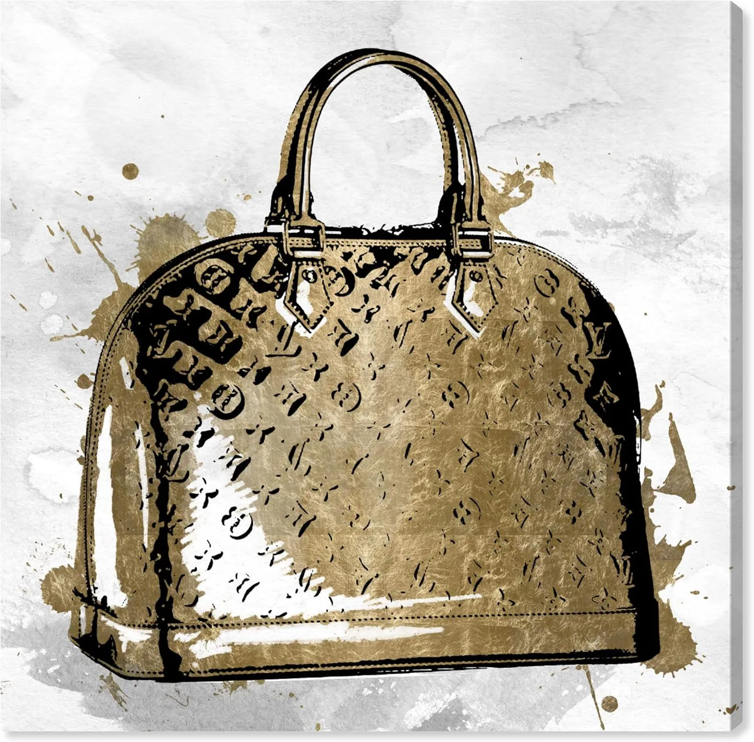 The Oliver Gal Artist Co. Fashion and Glam Wall Art Canvas Prints 'LV Home Décor, 12" x 12", Gold, White