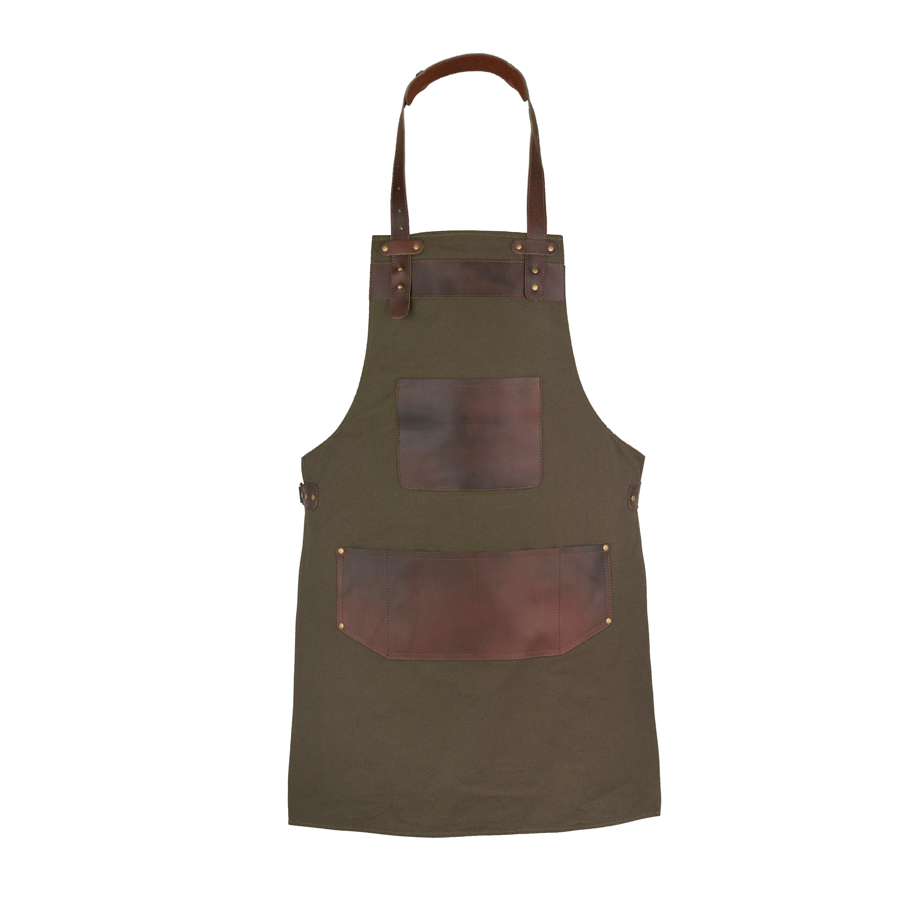 The Rutland Leather Brown Canvas Apron