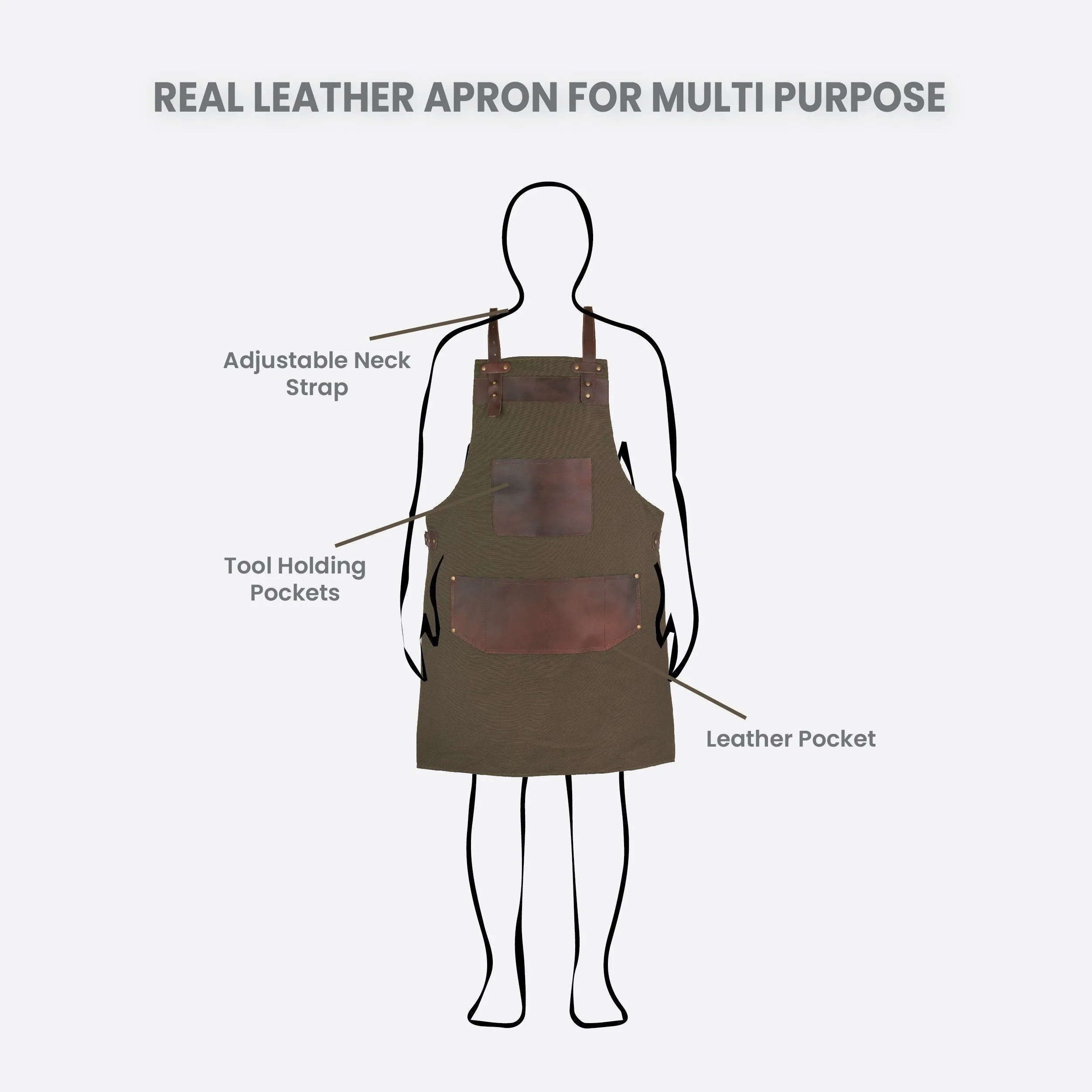 The Rutland Leather Brown Canvas Apron