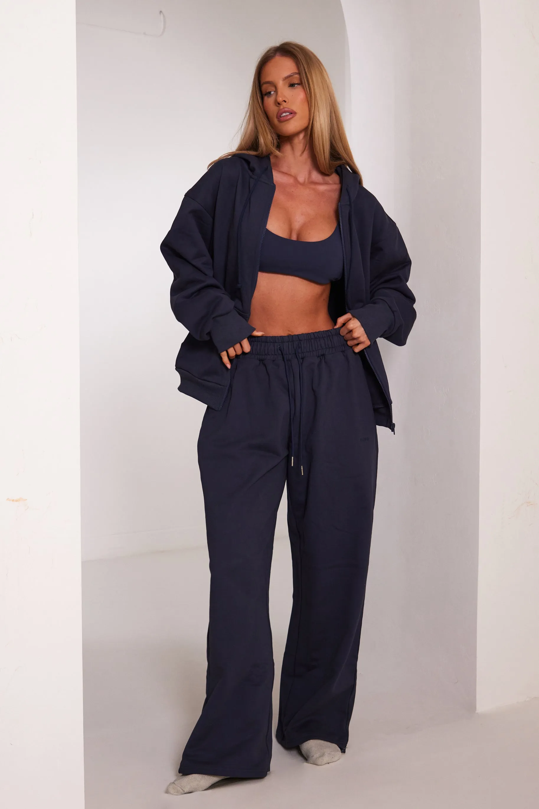 The Wide Leg Joggers in Navy