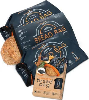 Think4Earth - (3 Pack) Bread Bag - Reusable freezer bread bag for homemade bread maker gift giving - Bread Container for Sourdough Loafs Storage, Large Bread Bags for Homemade Bread with Lining