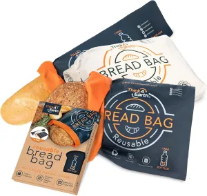 Think4Earth 3 Pack Reusable Bread Bag - Freezer Bread Containers for Homemade Loaves, Sourdough Storage