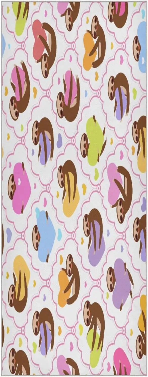Toed Sloth Holding Heart Yoga Towel,Hot Yoga Mat Towel with Grip Dots Sweat Absorbent Non-Slip for Hot Yoga, 24" x72",Soft Yoga Blankets with Travel Bag,Pilates and Workout