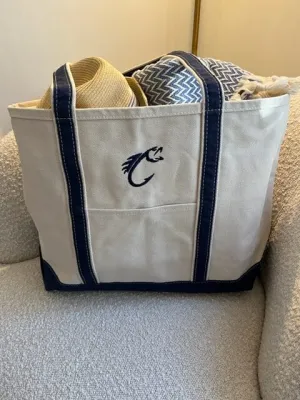 Top Zip Boat Tote | Navy Canvas Tote Bag