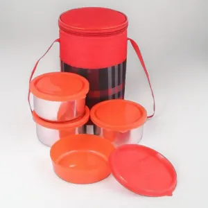 Topware Tasty 4 Lunch box 4 containers with insulated designer Bag Mix color Lunch Box Containers Set Of 4 (Red 4,1000ml)