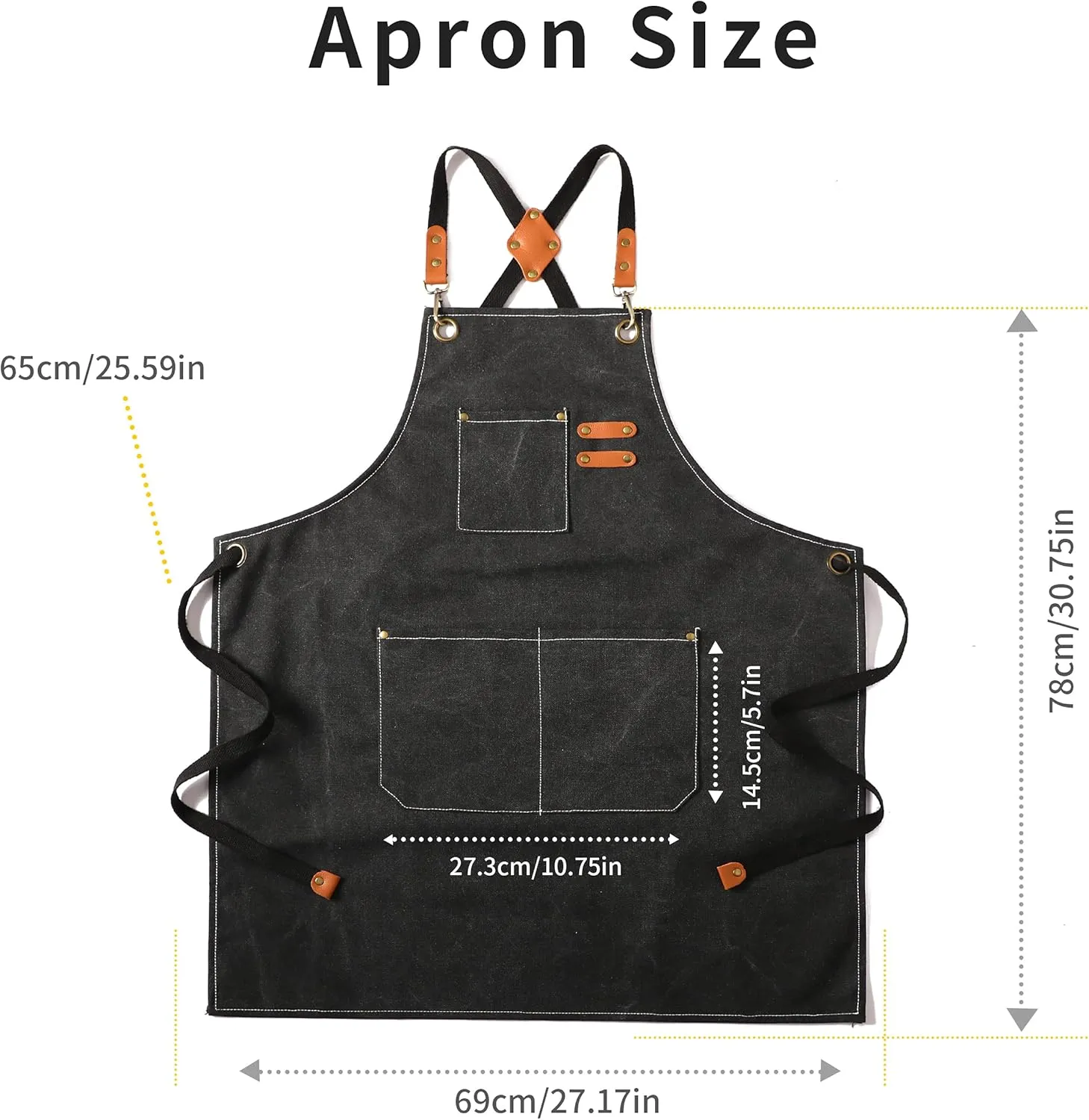 Tosewever Canvas Cross Back Chef Cotton Aprons for Men Women with Large Pockets