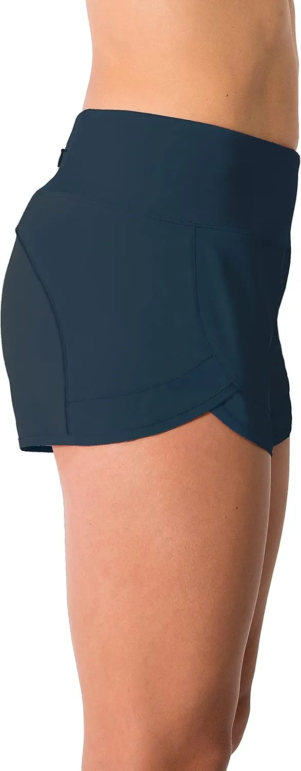 Tough Mode Womens 3" Lightweight Running WOD Volleyball Shorts Workout Mesh Liner Zip Pocket