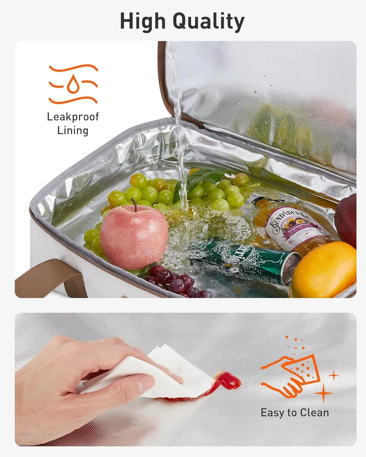 TOURIT Casserole Carrier Chic Double Decker Insulated Casserole Carriers for Hot or Cold Food Lasagna Lugger Tote for Picnic Cookouts Potluck Fits 9''x 13'' Baking Dish