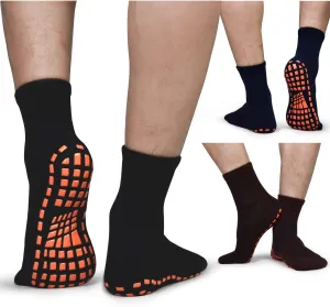 Tphon Mens Non Slip Socks for Yoga Pilates Anti Skid Grip Socks for Men 3 Pack Home Slipper Hospital Socks for Adult Elderly