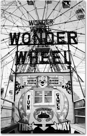 Trademark Fine Art Coney Island Wonder Wheel This Way by Yale Gurney Canvas Art, 30 by 47-Inch