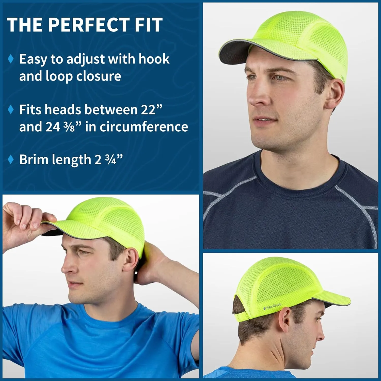 TrailHeads Performance Mens Running Hat - Lightweight, Quick Dry Workout Hats for Men - Athletic Sports Cap for Tennis, Gym