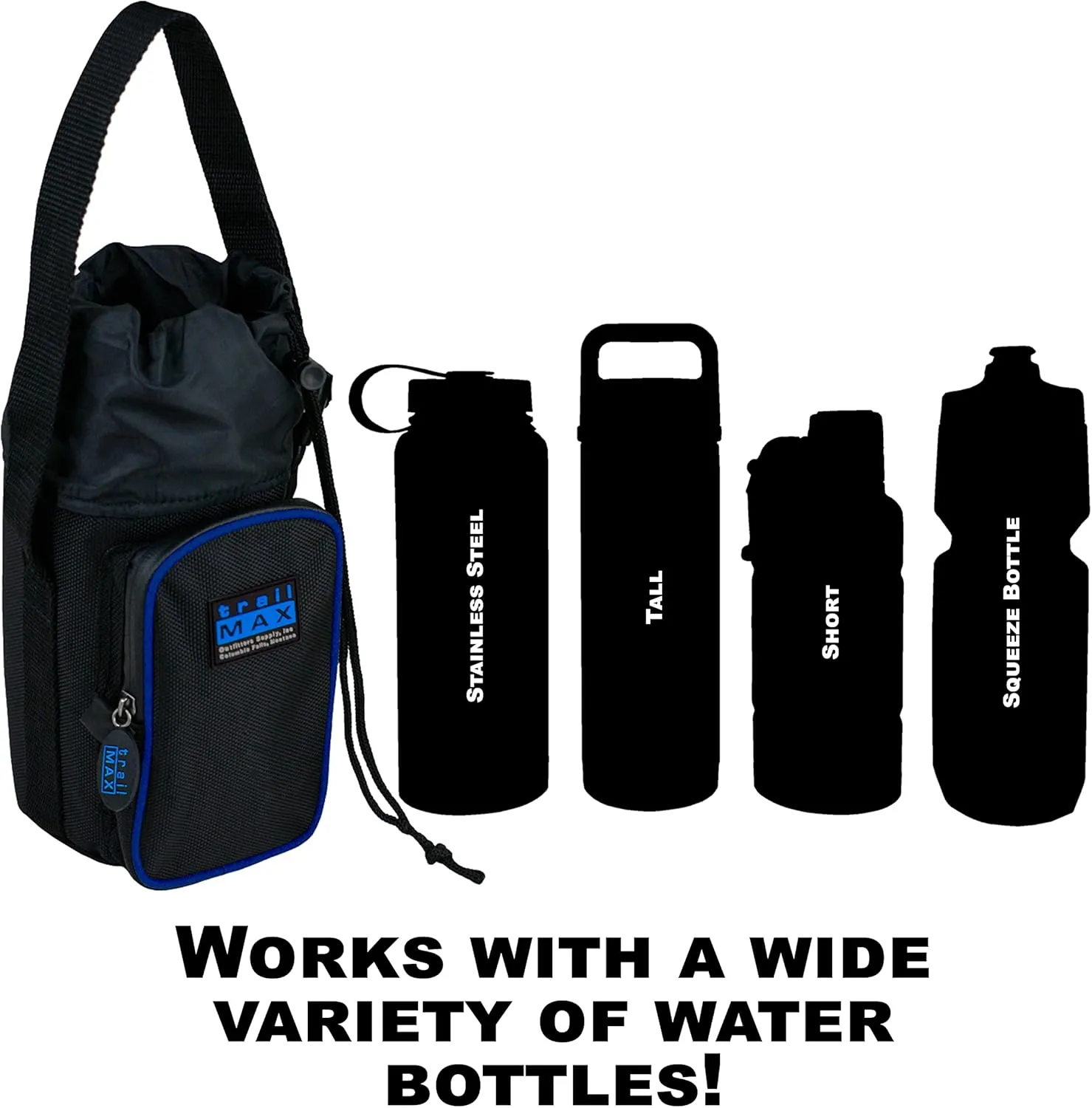 TrailMax 500 Series Water Bottle Carrier Horse Saddlebag for 1-Liter Stainless Steel Water Bottle, Insulated & Padded, 1680-denier Ripstop Nylon