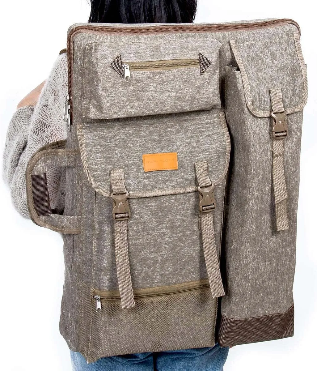 TRANSON Art Portfolio Case Artist Backpack Canvas Bag Large 26” x 19.5”