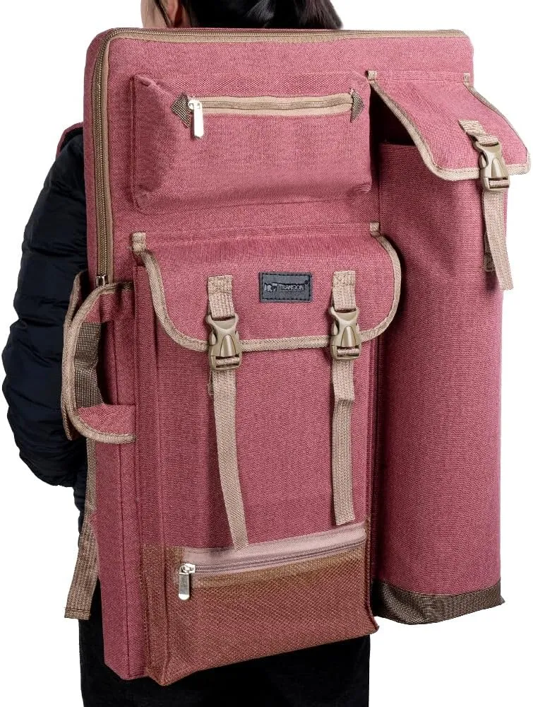 TRANSON Art Portfolio Case Artist Backpack Canvas Bag Large 26” x 19.5”