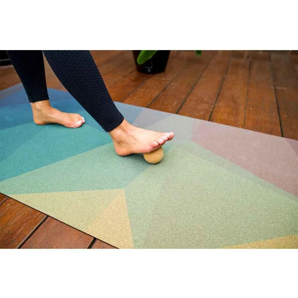 Travel Cork Yoga Mat with Rubber Back | Polygon Abstract | 2mm