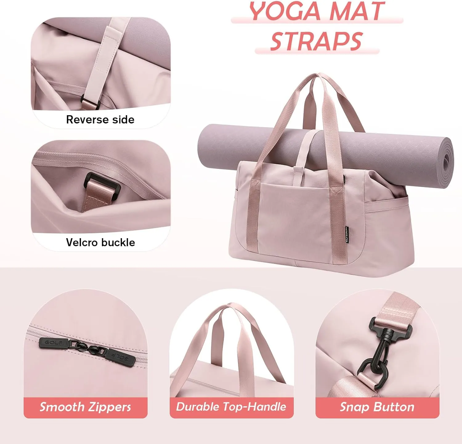 Travel Duffle Bag - Gym Bag for Women,Tote Bag Laptop Carry on Weekender Overnight Bag Organizer Duffel Bag for Travel,31L,Baby Pink