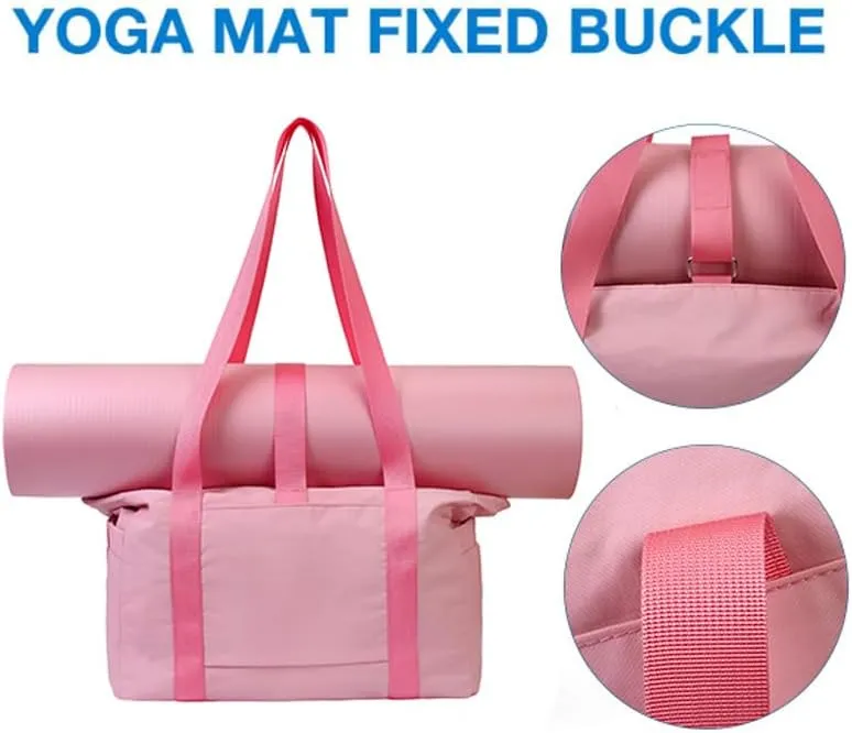 Travel Tote for Women - Gym, Laptop Shoulder, Overnight, Yoga Bag with Mat Buckle for Sports, Work