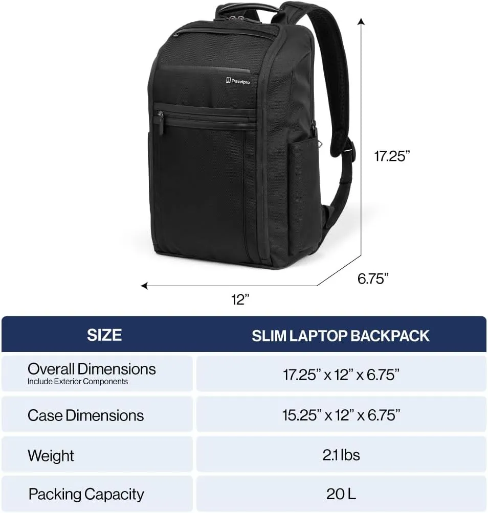 Travelpro Crew Executive Choice 3 Slim Backpack fits up to 15.6" Laptops and Tablets, Men and Women, Water-Resistant, Patriot Blue
