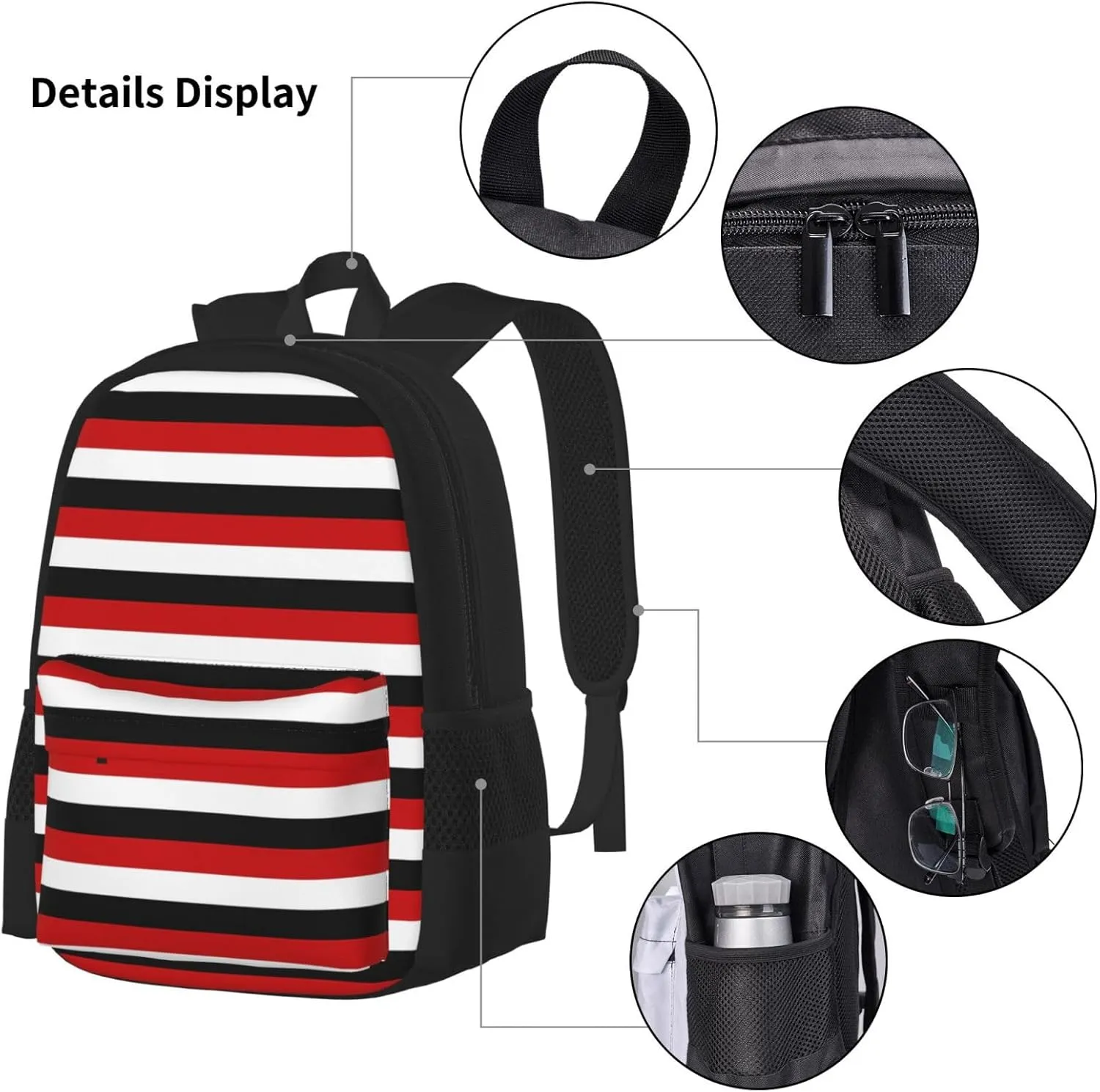 Trinidad And Tobago Yemen Flag Stripes Multifunctional Pocket Backpack Crossbody Lunch Bag Pencil Case 3Pcs Set Large Capacity Backpack