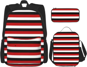 Trinidad And Tobago Yemen Flag Stripes Multifunctional Pocket Backpack Crossbody Lunch Bag Pencil Case 3Pcs Set Large Capacity Backpack