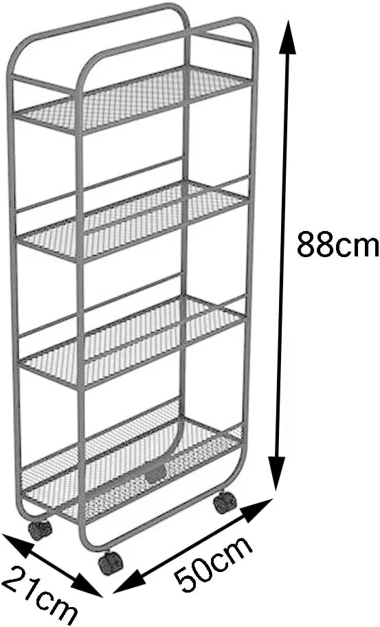Trolley Metal Kitchen Storage Handicraft Multi Purpose Wheeled Service Storage Rack for Kitchen and Bathroom
