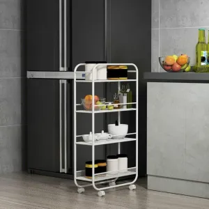 Trolley Metal Kitchen Storage Handicraft Multi Purpose Wheeled Service Storage Rack for Kitchen and Bathroom