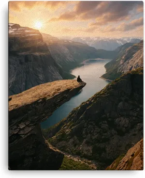 Trolltunga Norway Canvas Wall Art Mountain Landscape Scenic Photography Home Decor - 16x20 inches