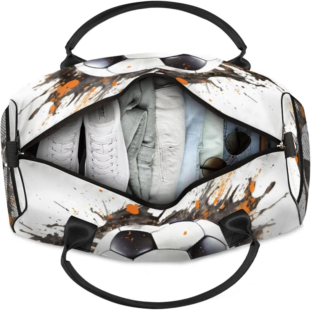 TropicalLife Personalized Soccer Ball Football Duffel Bag Custom Name Gym Bags Carry On Travel Bag Weekender Overnight Bag for Women Men,