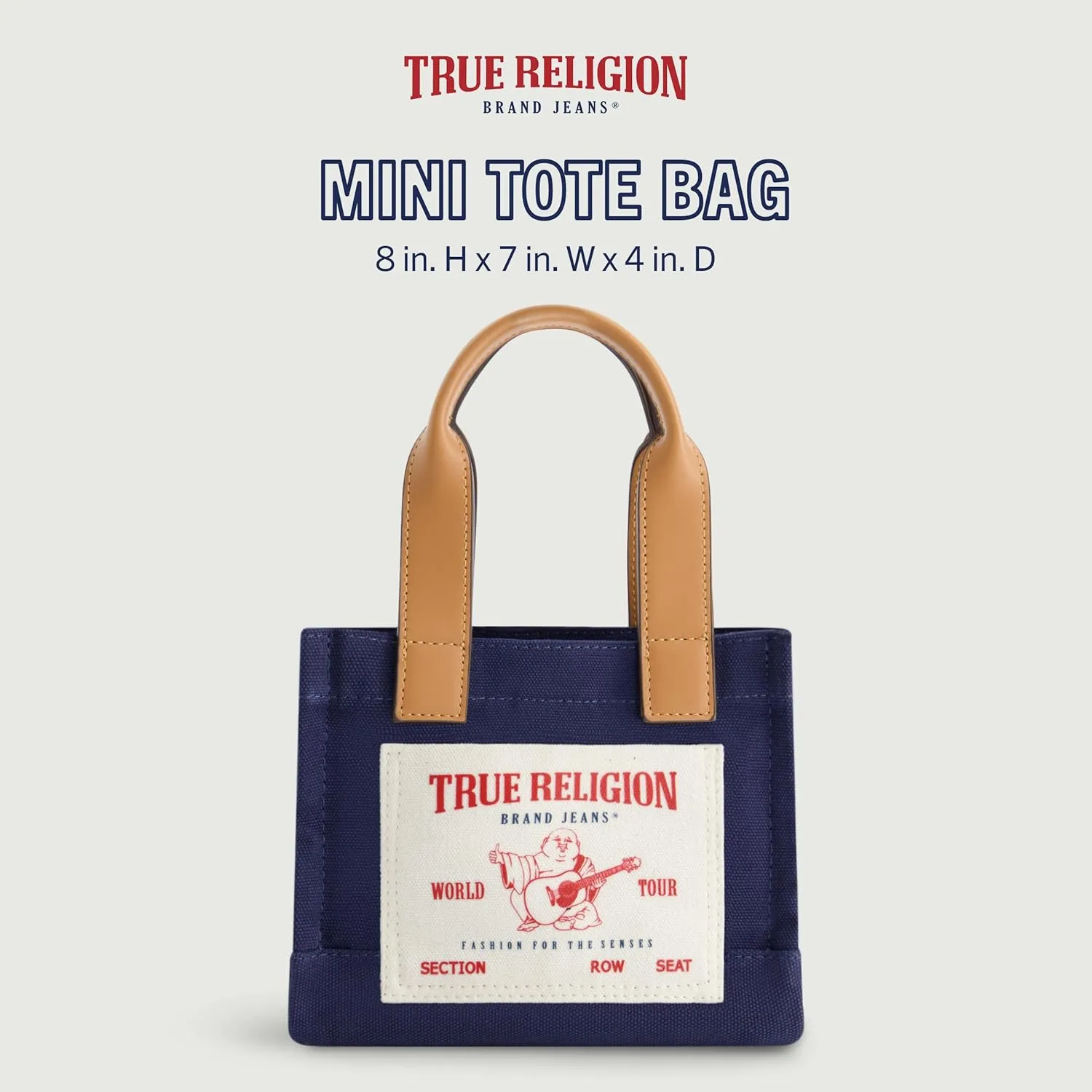 True Religion Tote Bag, Women's Mini Travel Shoulder Bag with Adjustable Strap