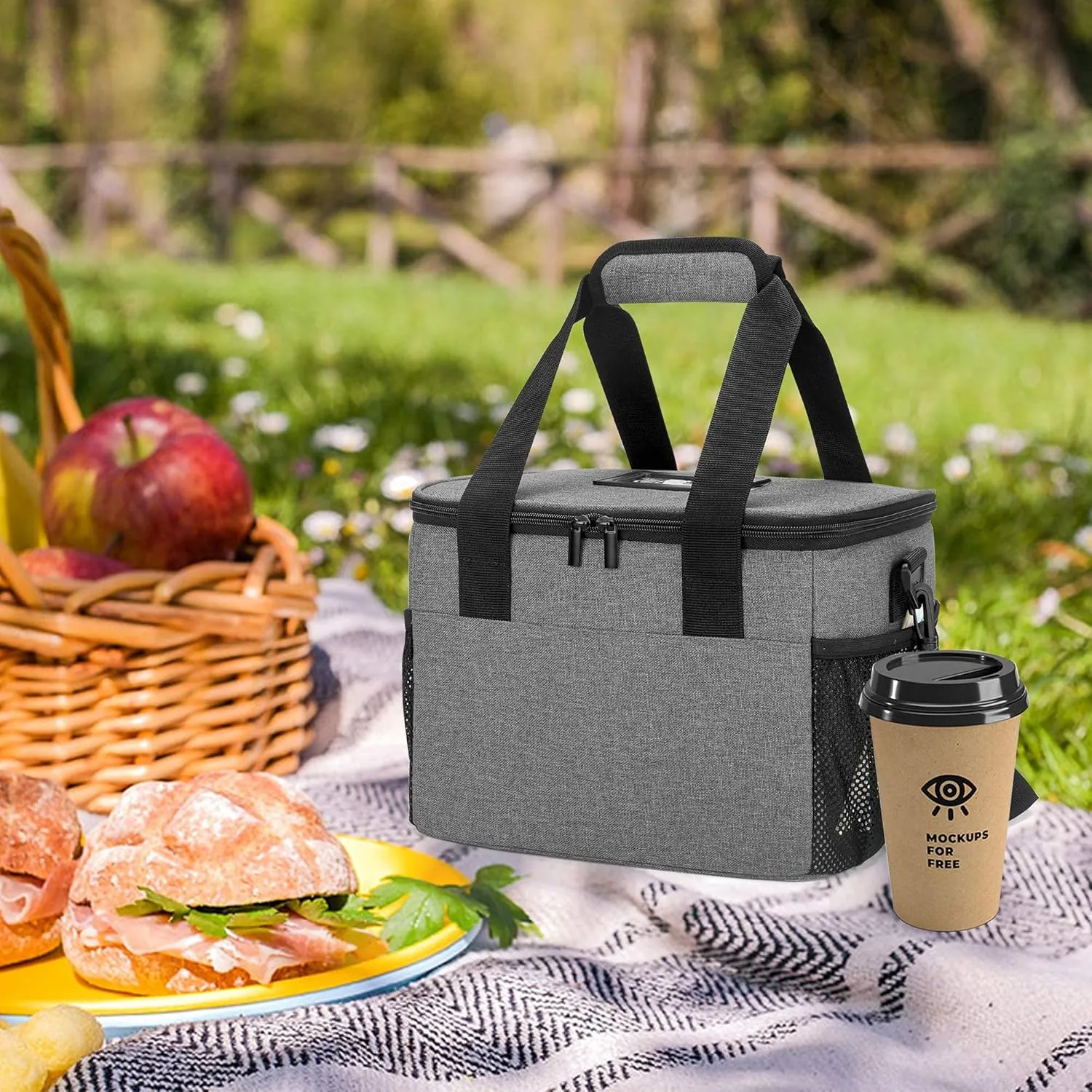 Trunab Reusable 6 Cups Drink Carrier for Delivery Insulated Drink Caddy with Handle and Shoulder Strap, Adjustable Dividers, Beverages Carrier Tote Bag, for Daily Life Takeout, Outdoors, Travel