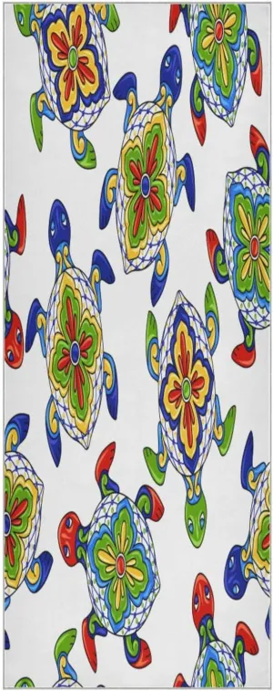 Turtles Traditional Decorative Objects Yoga Towel,Hot Yoga Mat Towel with Grip Dots Sweat Absorbent Non-Slip for Hot Yoga, 24" x72",Soft Yoga Blankets with Travel Bag,Pilates and Workout