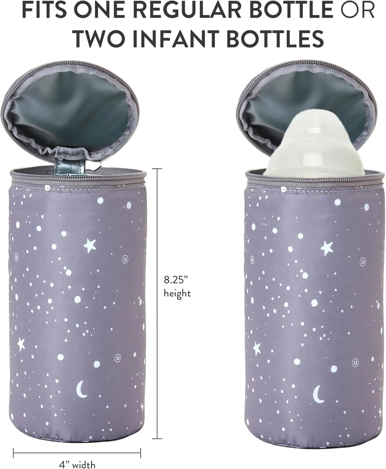 TWELVElittle Insulated Bottle Pouch, Portable Baby Bottle Practical Cooler Bag, Portable Travel Bottle Warmer for On-The-Go Convenience, Breastmilk Storage Bag, 2-Pack, Star & Polka Dot, AC131ST PD