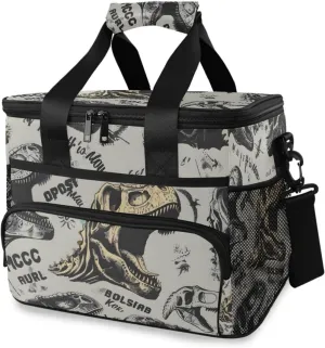 Tyrannosaurus Rex Skeleton Skull Cooler Bag Insulated Cooler Soft Sided Cooler 24 Can Portable Picnic Bag Large Leakproof Lunch Bag Box for Beach Grocery Camping Travel Car Men Women