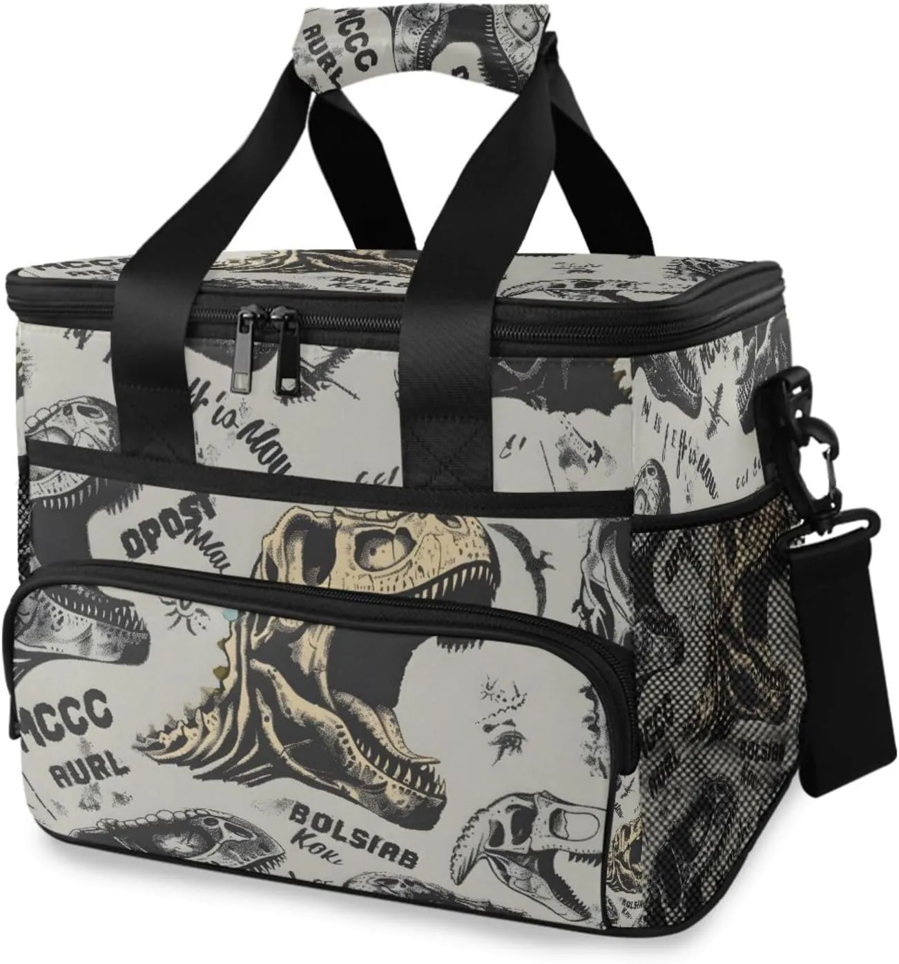 Tyrannosaurus Rex Skeleton Skull Cooler Bag Insulated Cooler Soft Sided Cooler 24 Can Portable Picnic Bag Large Leakproof Lunch Bag Box for Beach Grocery Camping Travel Car Men Women