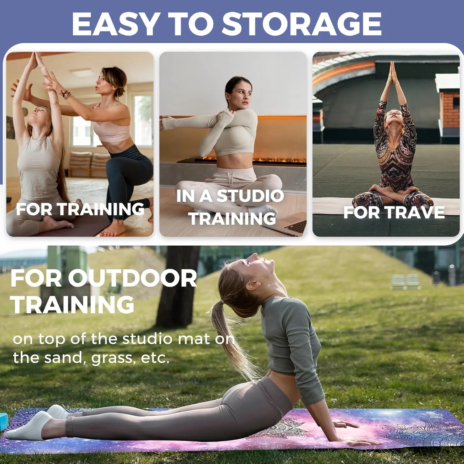 U&M 72'' x 27'' Travel Yoga Mat 1.5mm Thick - Non-Slip Natural Rubber Base & Suede Mat,Natural Rubber Yoga Mat Can be used as a cover layer for studio mats,For All Types of Yoga